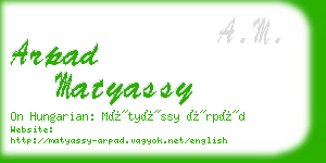 arpad matyassy business card